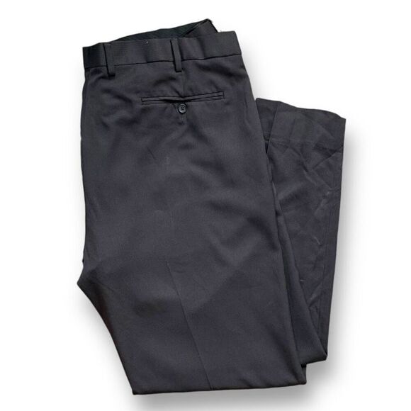 GS Perfect Fit Trousers Dark Gray Tailored Herringbone Striped Pants 48/32 - Picture 7 of 7